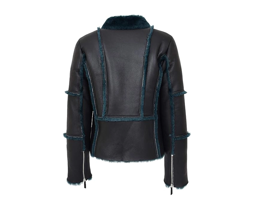 Women’s Shearling Aviator Jacket – Real Sheepskin Leather Design - Image 4