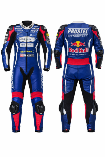Premium Moto Racing Suit Blue Red – Full Leather Protective Motorcycle Suit