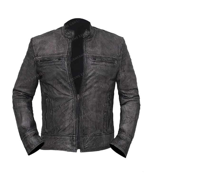 Men’s Bomber Lambskin Genuine Leather Jacket – Classic Black Soft Leather Bomber Jacket