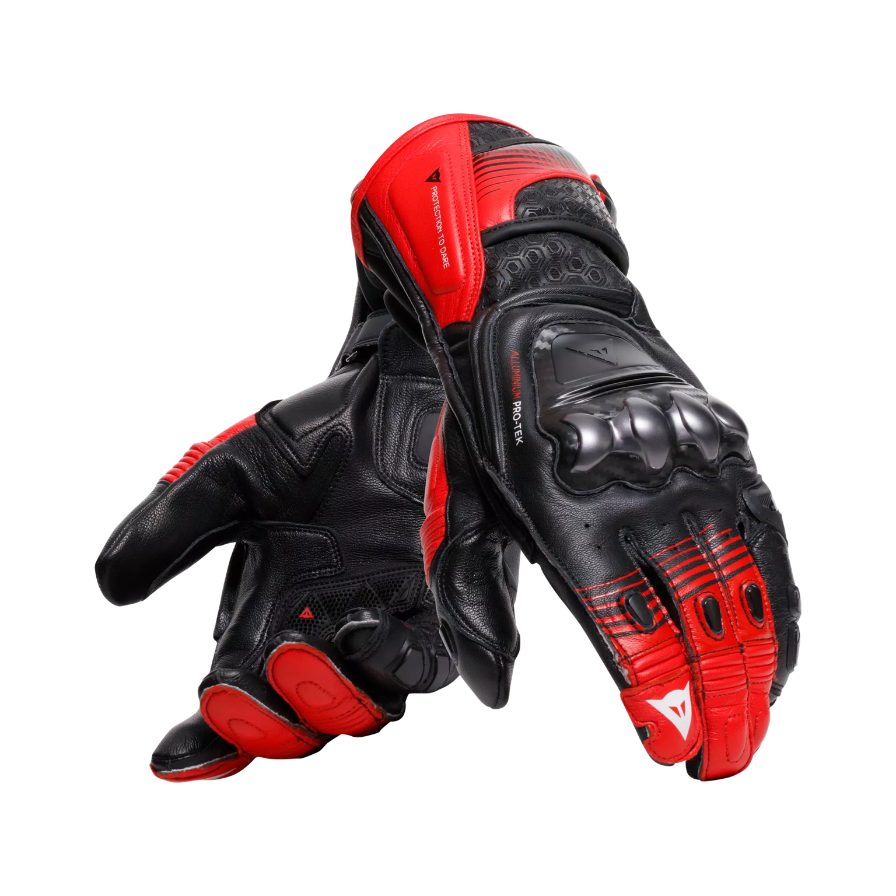 Fiero Motorbike Leather Racing Gloves Red & Black