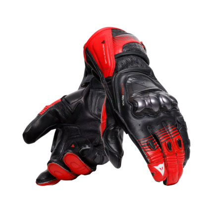 Motorbike Reacto Carbon Long Leather Racing Gloves Red & Black for Men