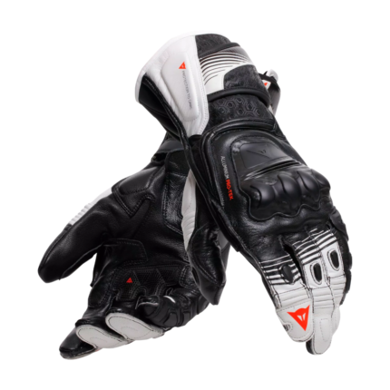 Fiero Motorbike Leather Racing Gloves Black & White