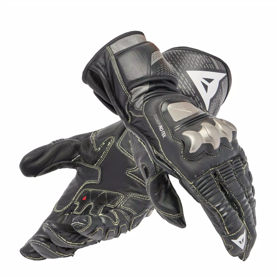 Full Metal Men's Motorbike Leather Racing Gloves Black