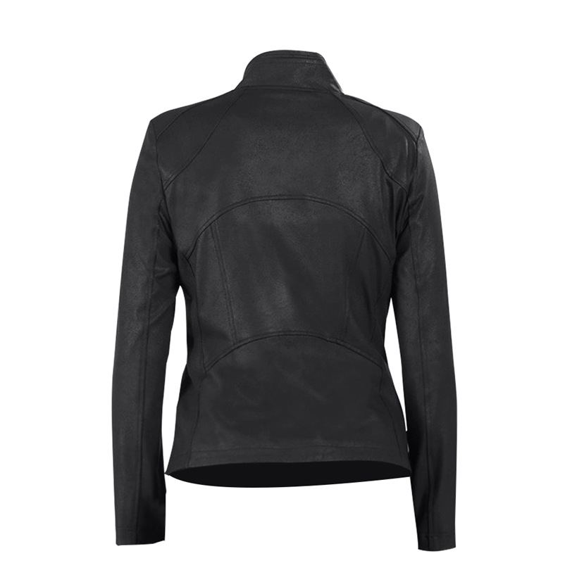 Jennifer Ladies Black Cropped Jacket by ayzalent with a sleek black finish and a modern cropped silhouette, featuring curved panel stitching and durable construction.