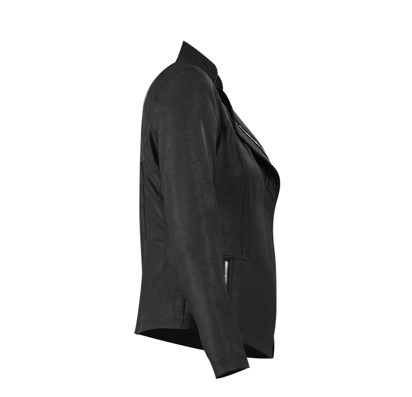 Jennifer Ladies Black Cropped Jacket by ayzalent in sleek black with a cropped length, offering a slim-fit silhouette and durable stitching for everyday style