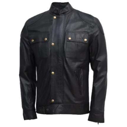 Men’s Lightweight Soft Black Sheepskin Leather Jacket – Classic Slim Fit Fashion Jacket