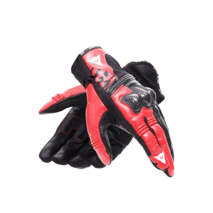 Recto Carbon Biker Leather Short Gloves Red & Black