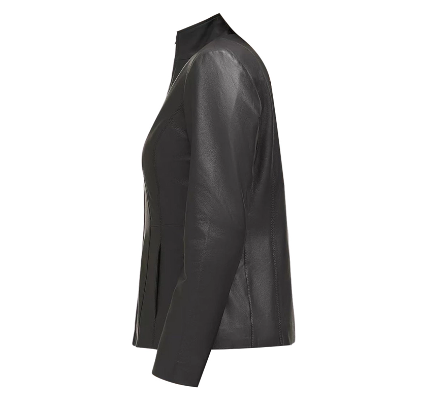 Women’s Classic Black Jacket – Elegant Slim Fit Fashion Jacket in genuine leather with a timeless black tone and streamlined slim fit silhouette