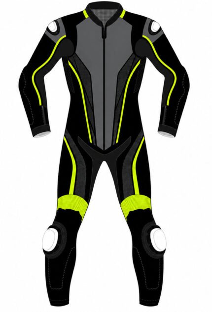 Black Neno Yellow Grey Motorbike Custom Leather Racing Suit