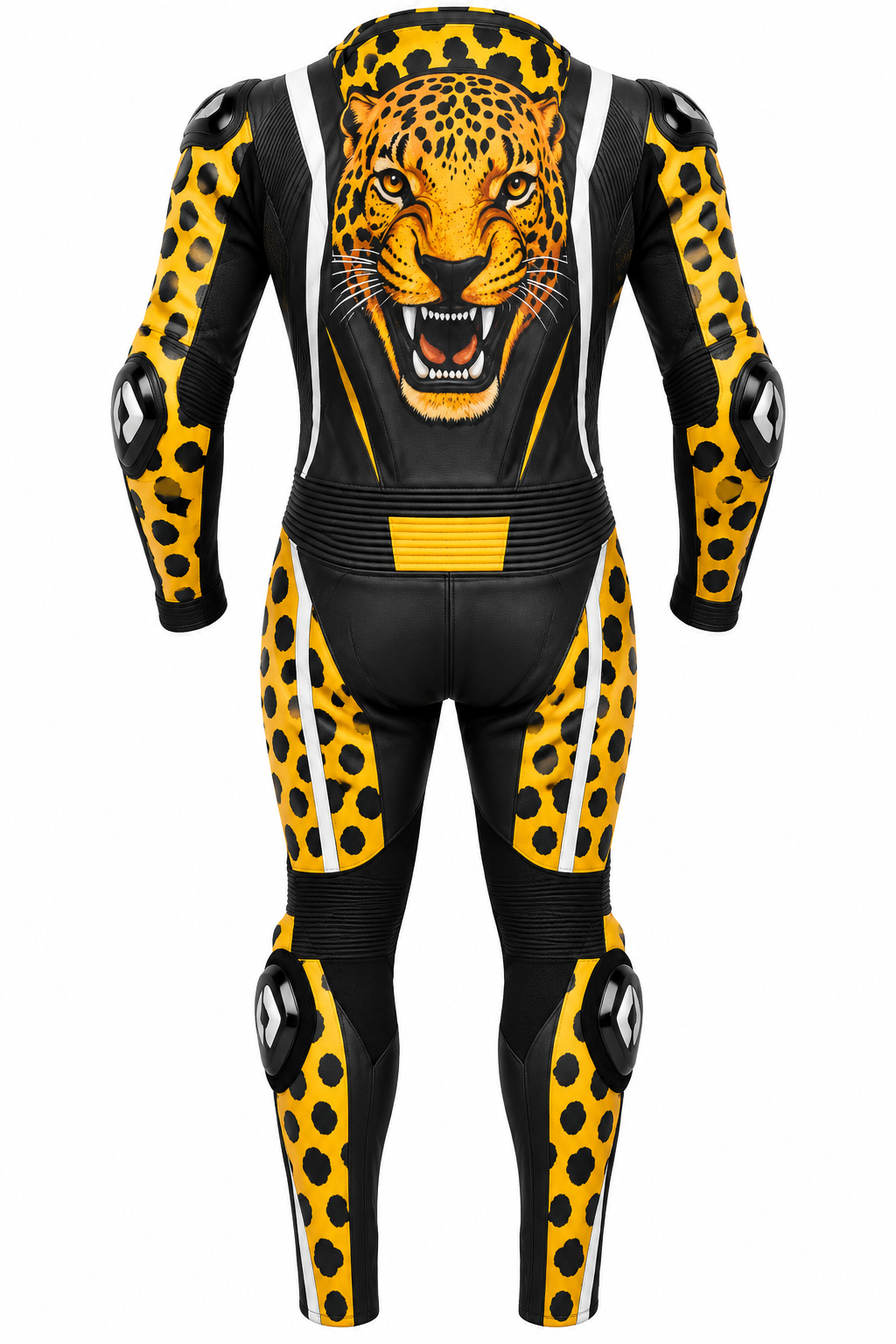 Women’s Leopard Print Leather Motorcycle Racing Suit Custom One Piece Biker Suit - Image 2