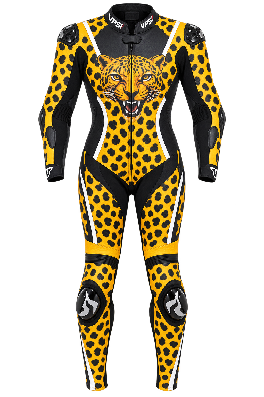 Women’s Leopard Print Leather Motorcycle Racing Suit Custom One Piece Biker Suit