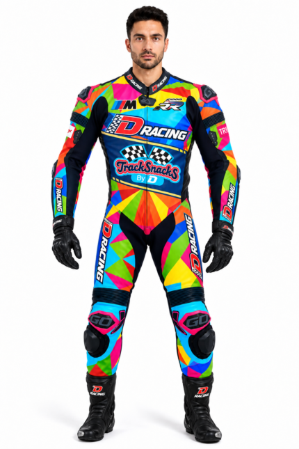 Custom Color Burst Motorcycle Leather Racing Suit – Professional One-Piece Track Gear